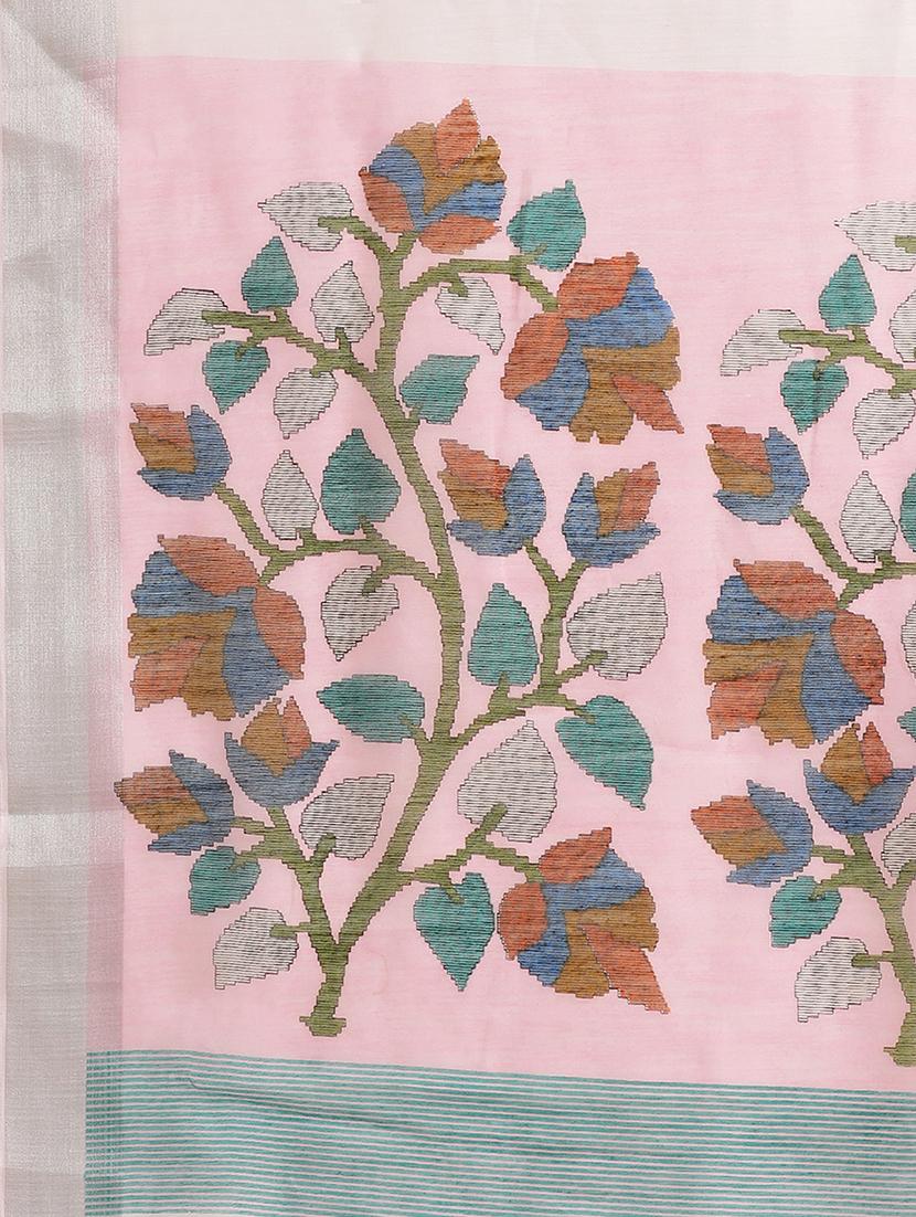 floral printed saree with blouse - 17293943 - Zoom Image - 4