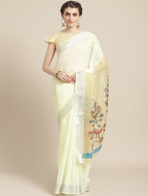 floral printed saree with blouse - 17293945 - Standard Image - 1