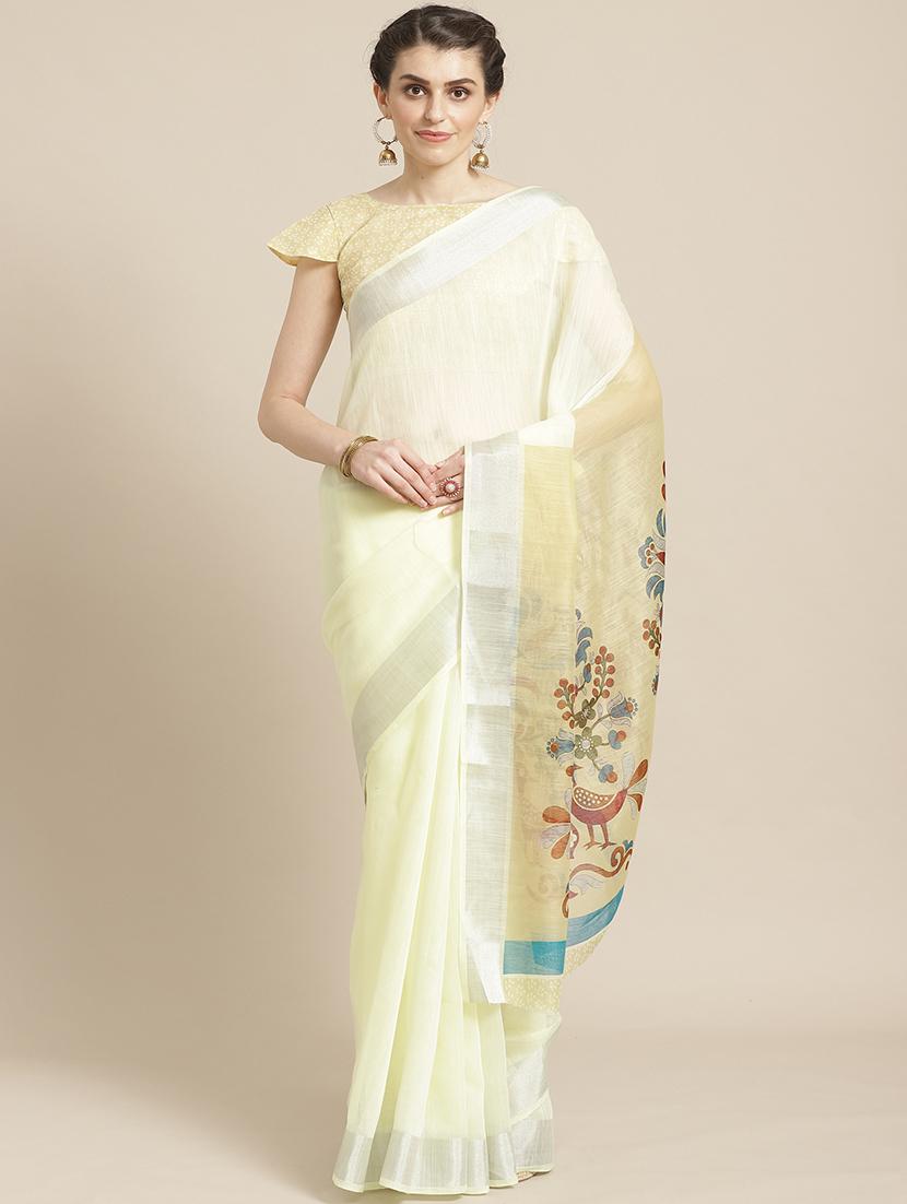 floral printed saree with blouse - 17293945 - Zoom Image - 1