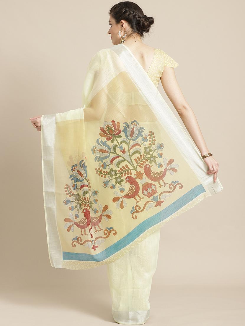 floral printed saree with blouse - 17293945 - Zoom Image - 2