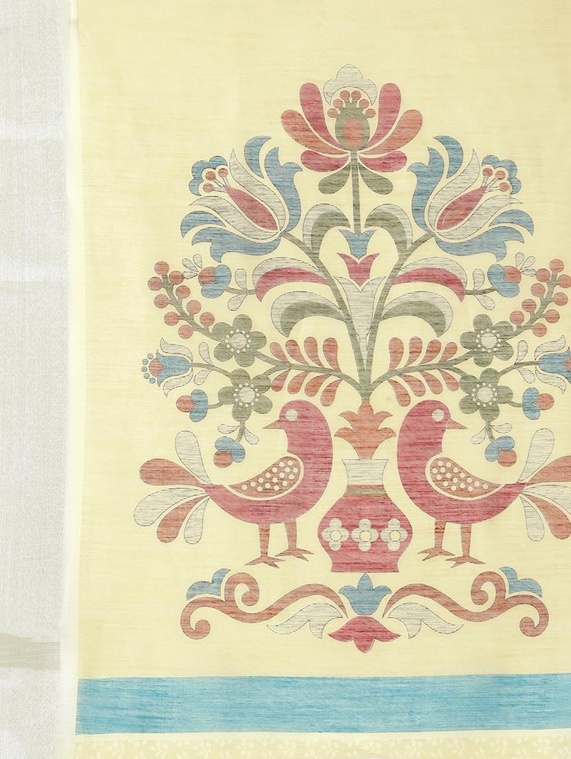 floral printed saree with blouse - 17293945 - Zoom Image - 4