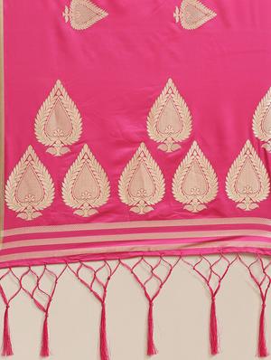 ethnic motifs jacquard work banarasi saree with blouse - 17293961 - Standard Image - 4