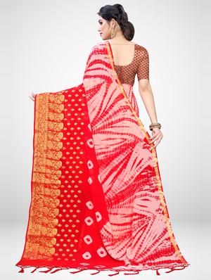 bandhani printed saree with blouse - 17293989 - Standard Image - 2