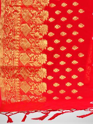 bandhani printed saree with blouse - 17293989 - Standard Image - 4
