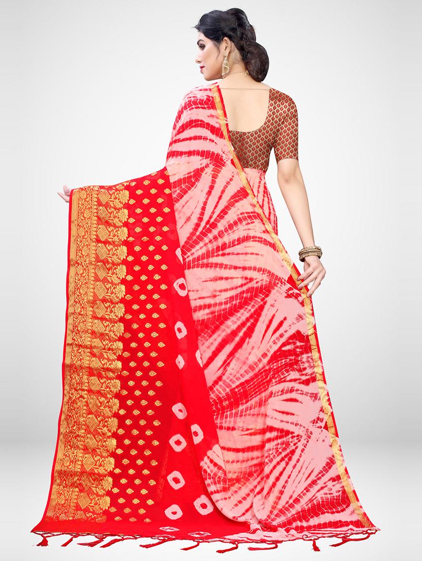 bandhani printed saree with blouse - 17293989 - Zoom Image - 2