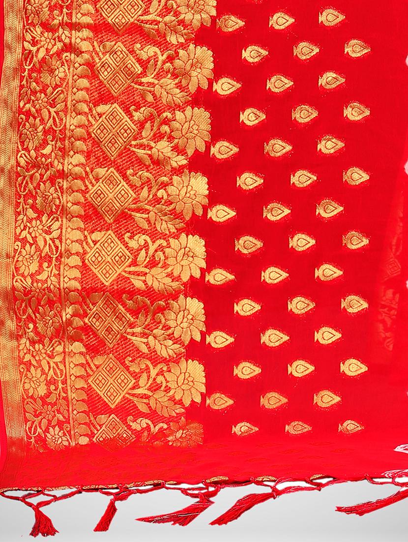 bandhani printed saree with blouse - 17293989 - Zoom Image - 4