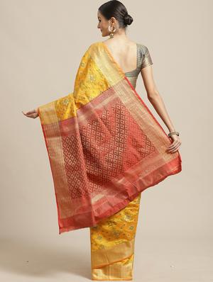 geometric banarasi saree with blouse - 17293993 - Standard Image - 2
