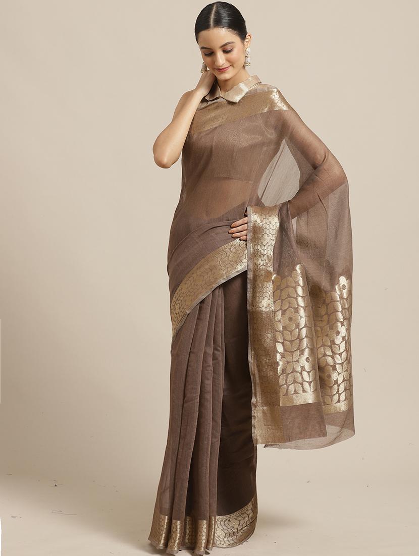 solid bordered maheshwari saree with blouse - 17294017 - Zoom Image - 1