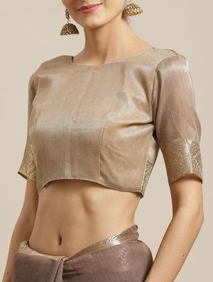 solid bordered maheshwari saree with blouse - 17294019 - Standard Image - 3