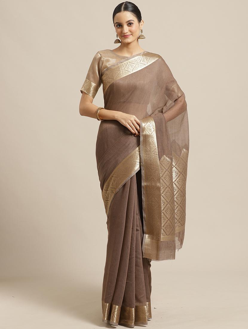 solid bordered maheshwari saree with blouse - 17294019 - Zoom Image - 1