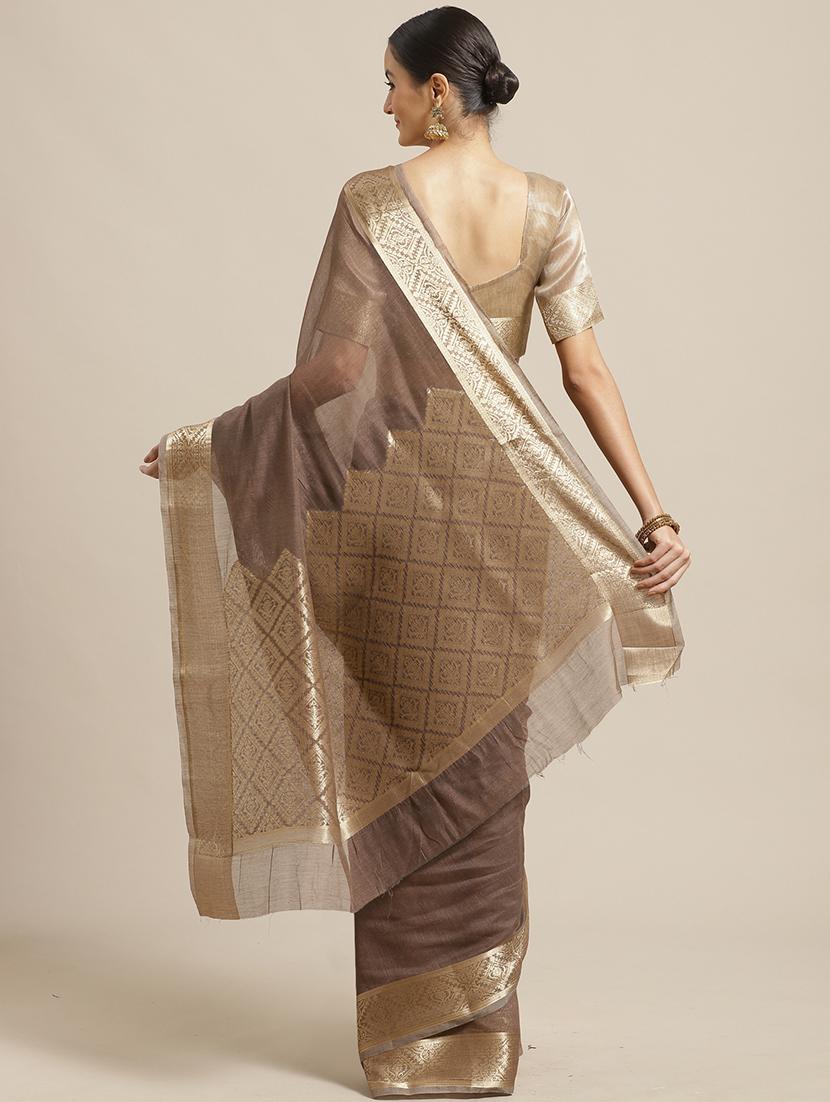 solid bordered maheshwari saree with blouse - 17294019 - Zoom Image - 2