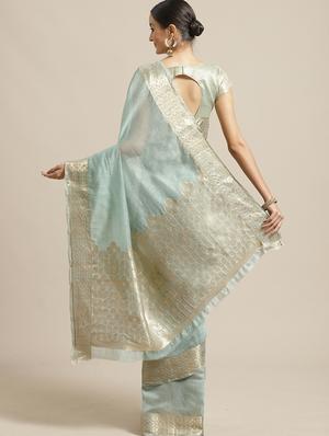 solid bordered maheshwari saree with blouse - 17294020 - Standard Image - 2