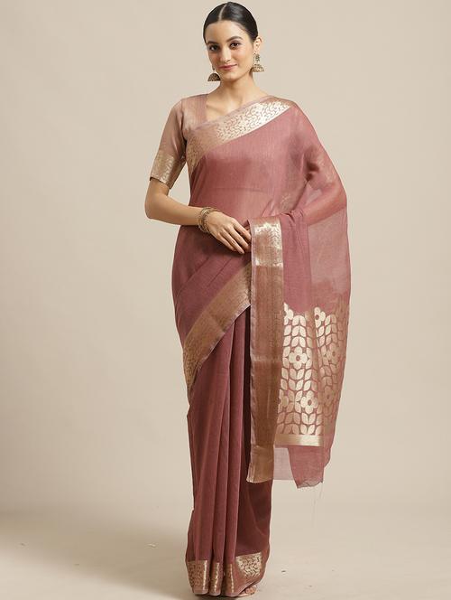 solid bordered maheshwari saree with blouse - 17294021 - Standard Image - 1