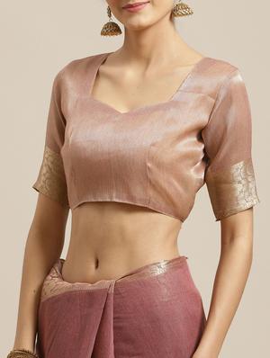 solid bordered maheshwari saree with blouse - 17294021 - Standard Image - 3