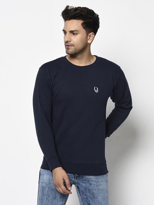 navy blue solid sweatshirt - 17294320 - Standard Image - 1