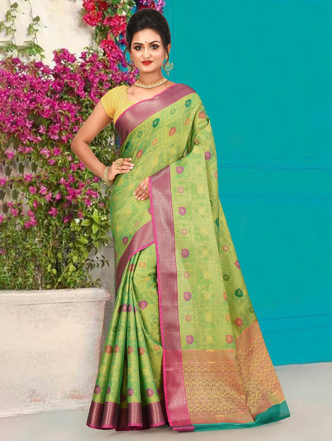 bordered banarasi saree with blouse - 17294541 - Zoom Image - 1