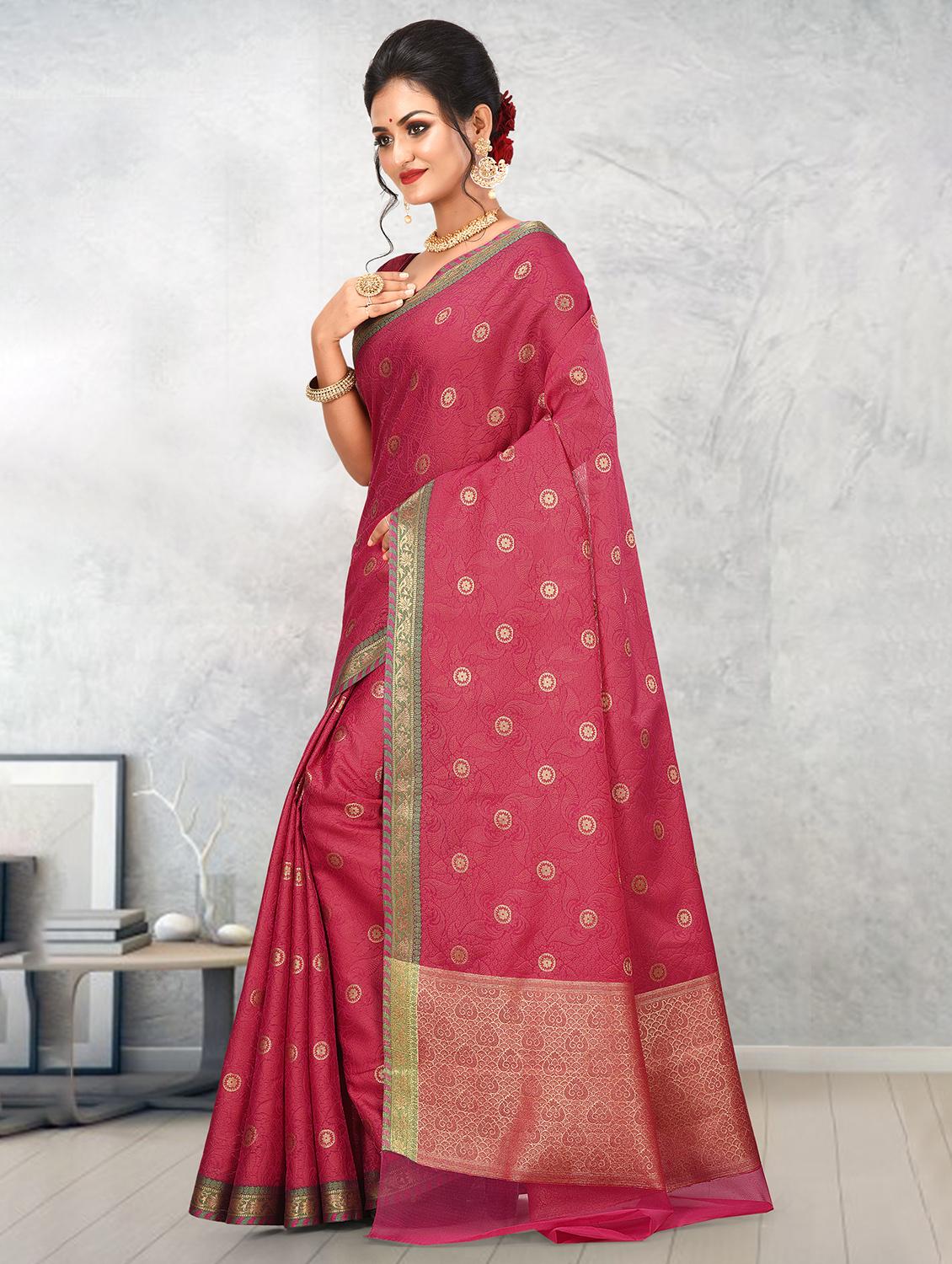 bordered banarasi saree with blouse - 17294545 - Zoom Image - 2