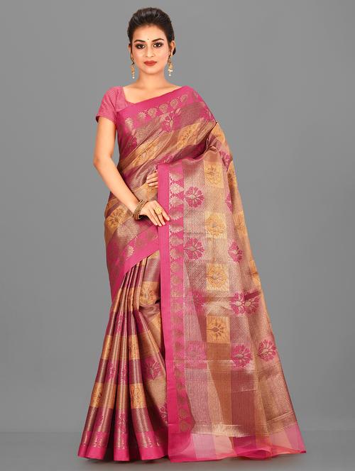 fuchsia art silk banarasi saree with blouse - 17294564 - Standard Image - 1
