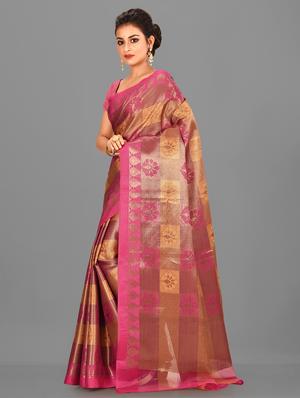 fuchsia art silk banarasi saree with blouse - 17294564 - Standard Image - 2