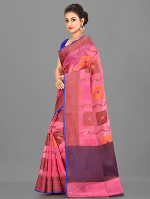 self design banarasi saree with blouse - 17294620 - Standard Image - 2