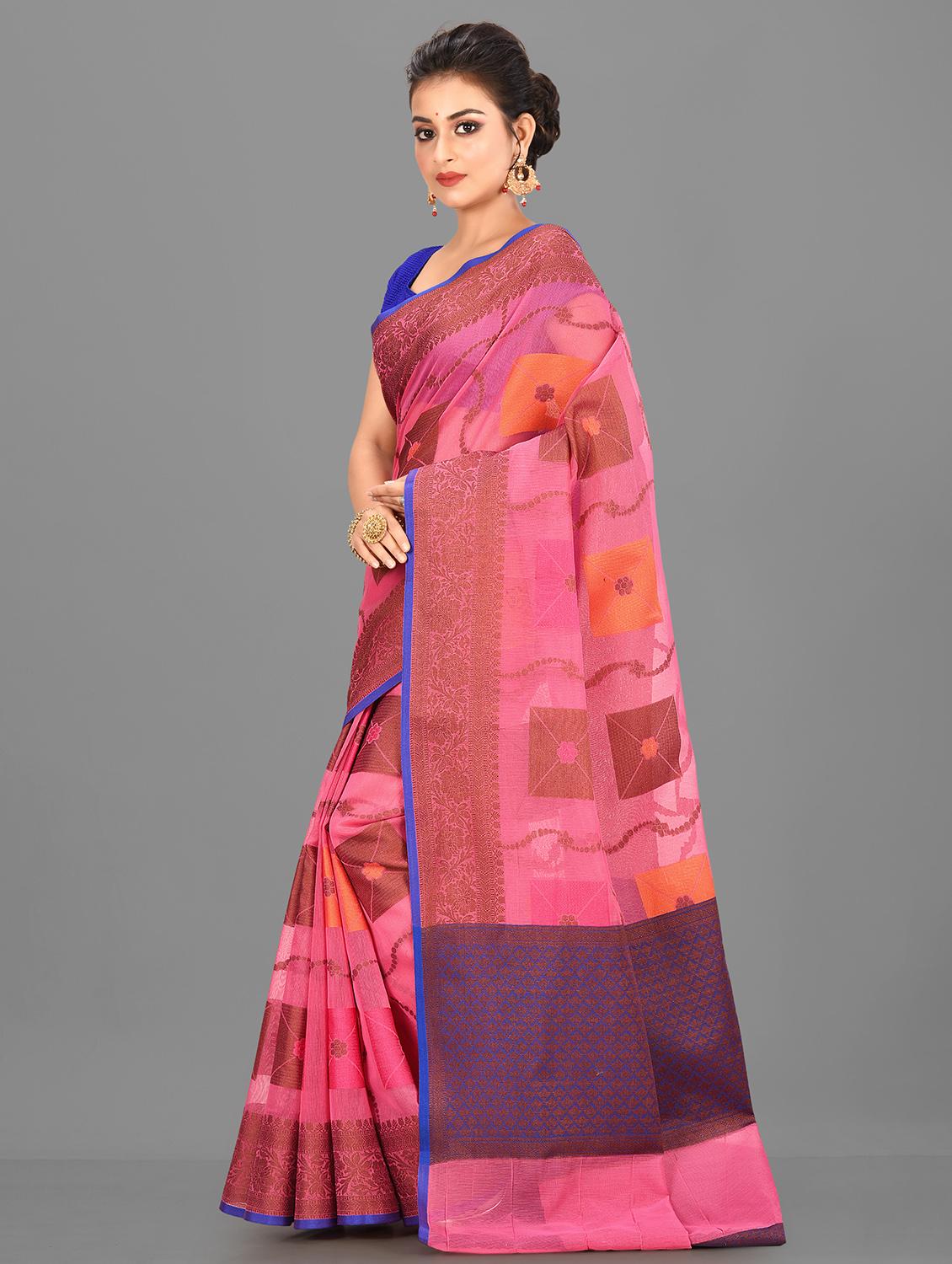 self design banarasi saree with blouse - 17294620 - Zoom Image - 2