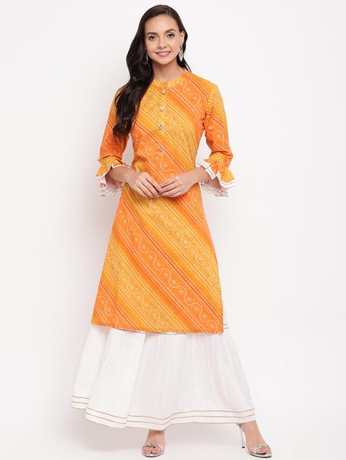 bandhani print kurta sharara set - 17295152 - Standard Image - 1