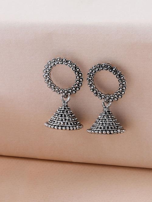 silver metal jhumka earring - 17295350 - Standard Image - 1