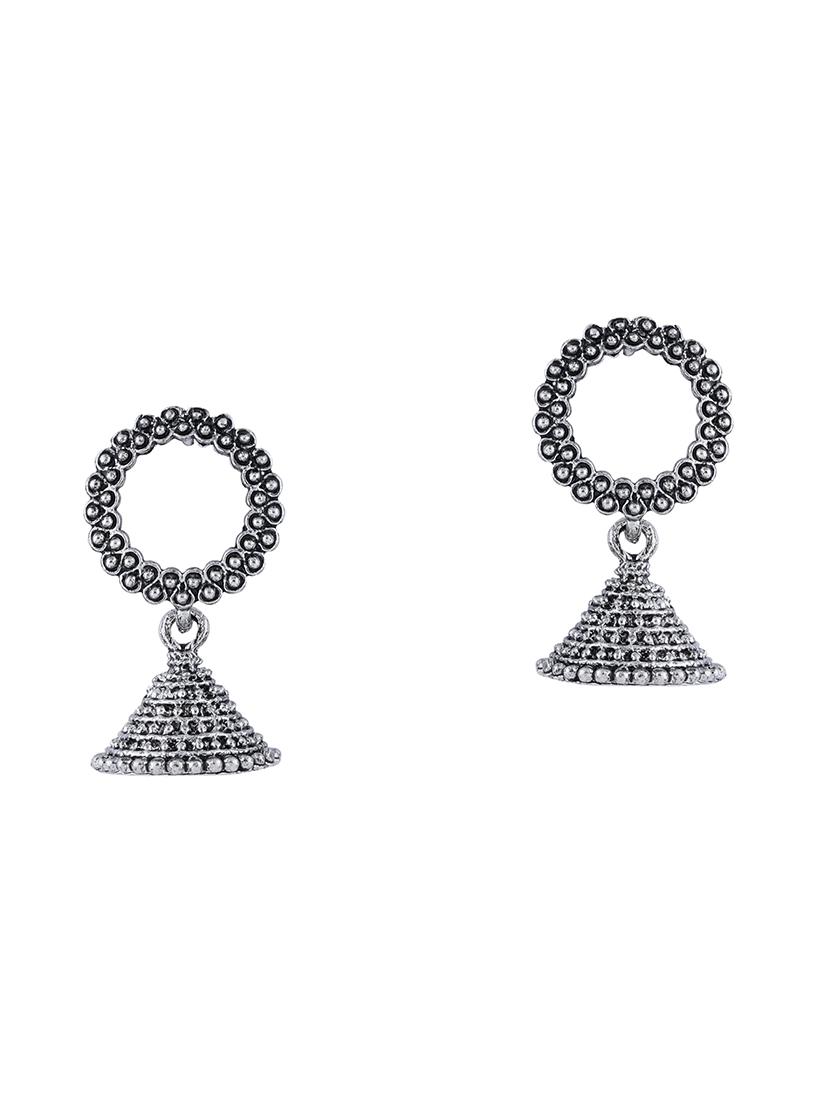 silver metal jhumka earring - 17295350 - Zoom Image - 3
