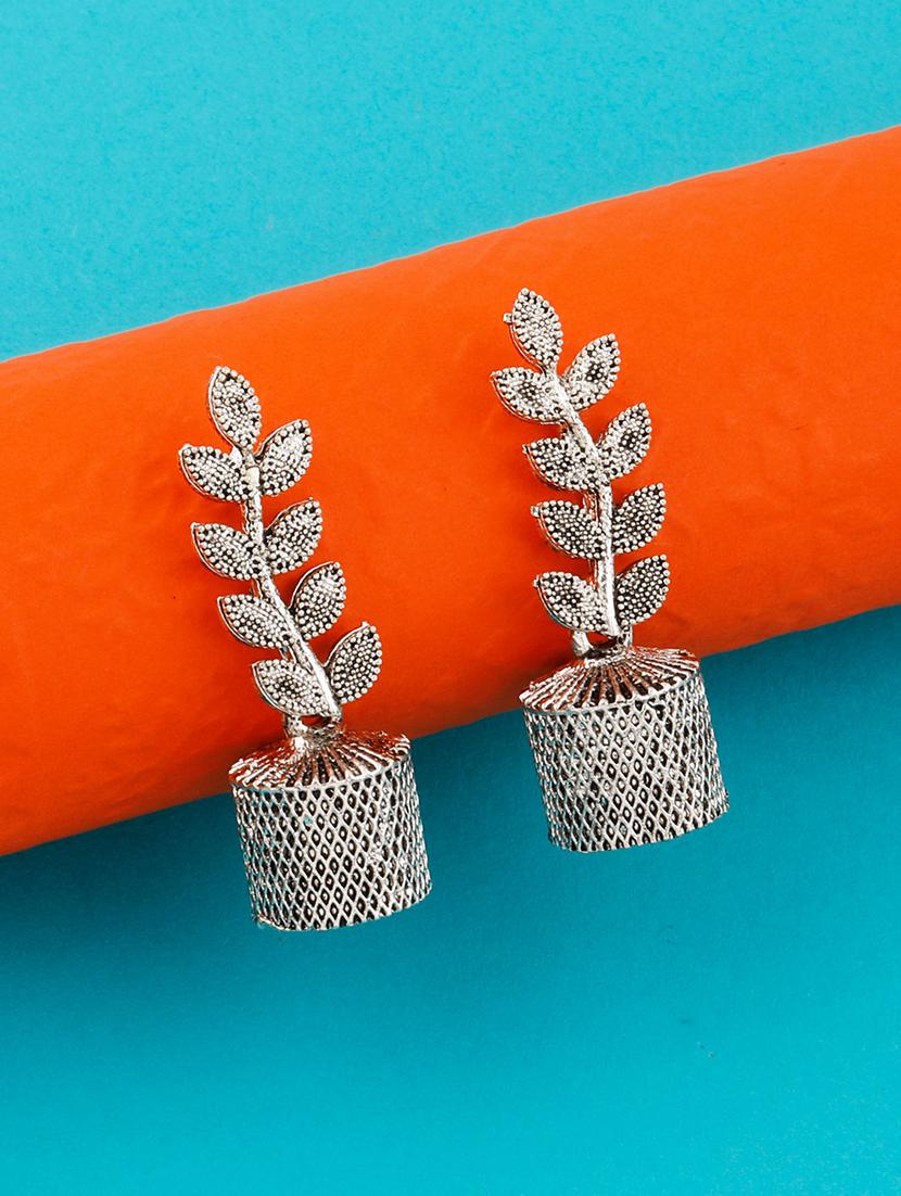 silver metal jhumka earring - 17295353 - Zoom Image - 2
