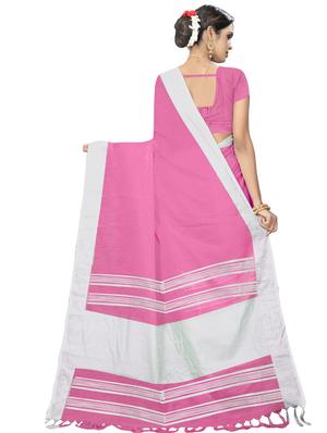 solid bordered saree with blouse - 17295547 - Standard Image - 2