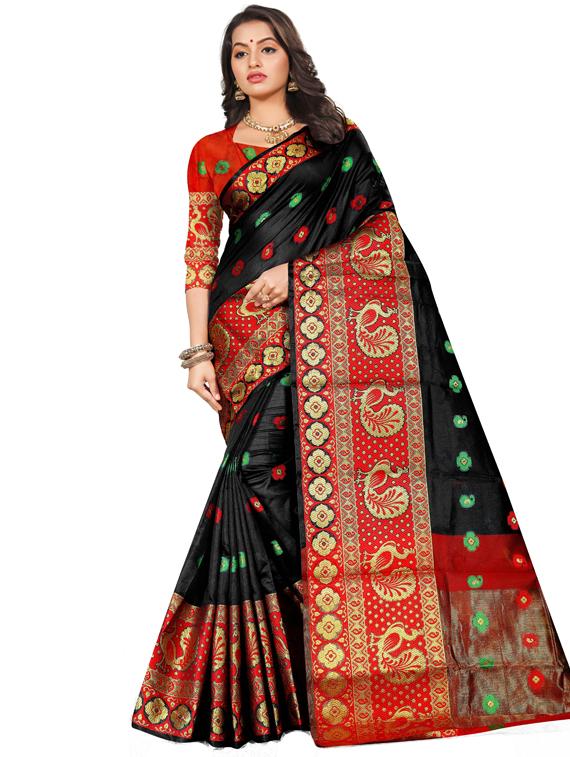 paisley printed saree with blouse - 17295549 - Zoom Image - 1