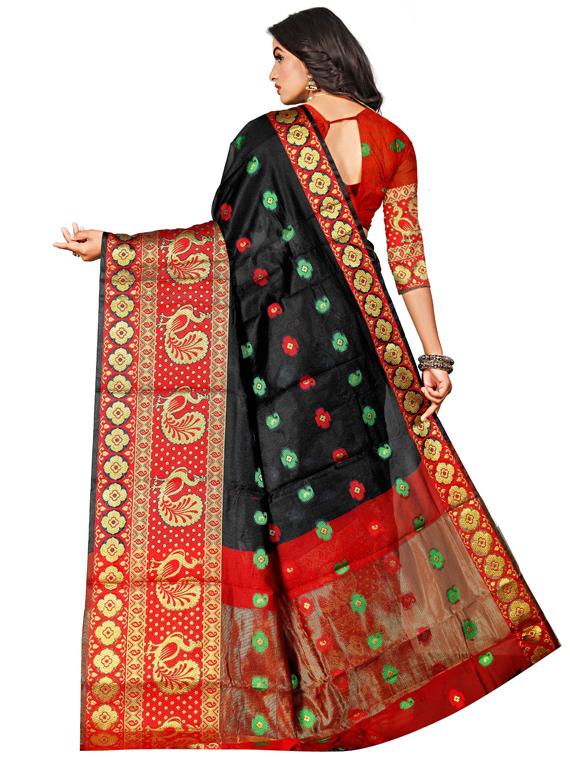 paisley printed saree with blouse - 17295549 - Zoom Image - 2