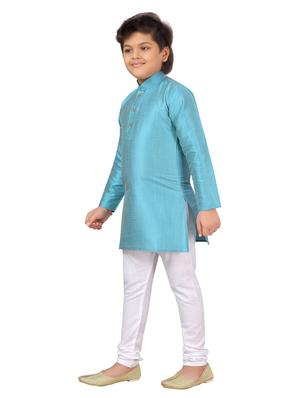 light blue silk kurta sets kurtas & set - 17295592 - Standard Image - 2