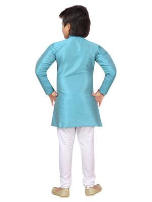 light blue silk kurta sets kurtas & set - 17295592 - Standard Image - 3