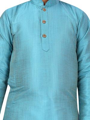 light blue silk kurta sets kurtas & set - 17295592 - Standard Image - 4