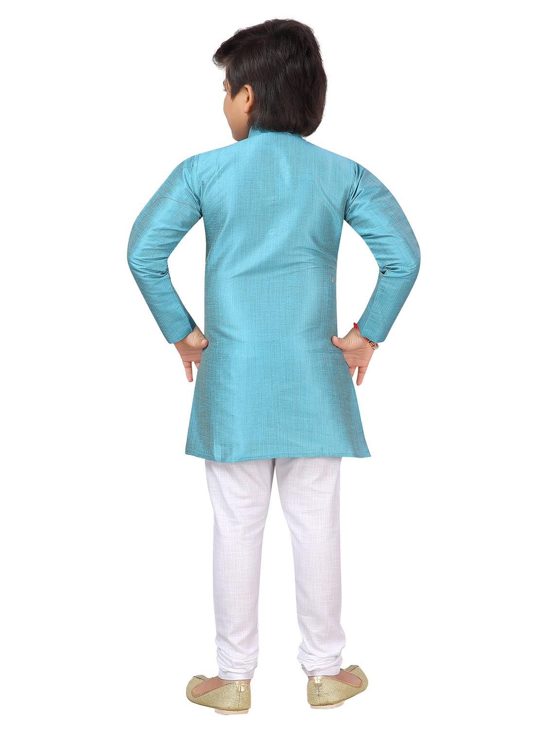 light blue silk kurta sets kurtas & set - 17295592 - Zoom Image - 3