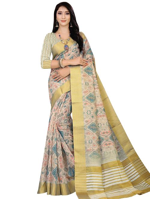 paisley printed saree with blouse - 17295716 - Standard Image - 1
