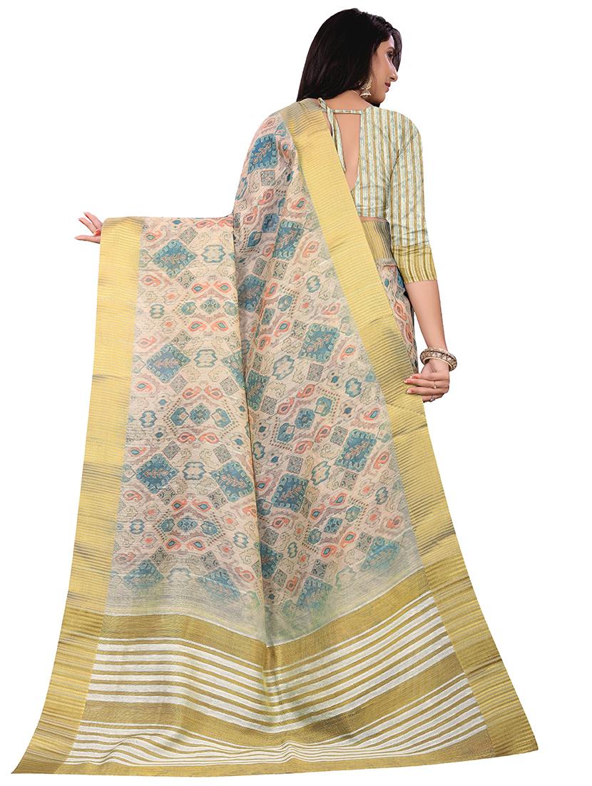 paisley printed saree with blouse - 17295716 - Zoom Image - 2