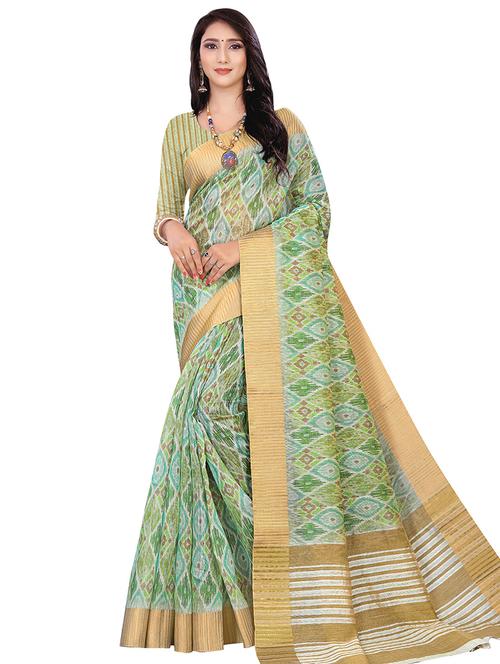 ikat printed saree with blouse - 17295718 - Very Small Image - 1