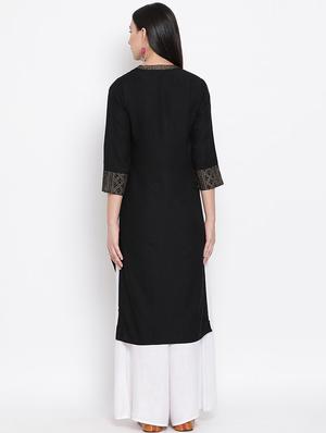 foil print straight kurta - 17295895 - Standard Image - 3