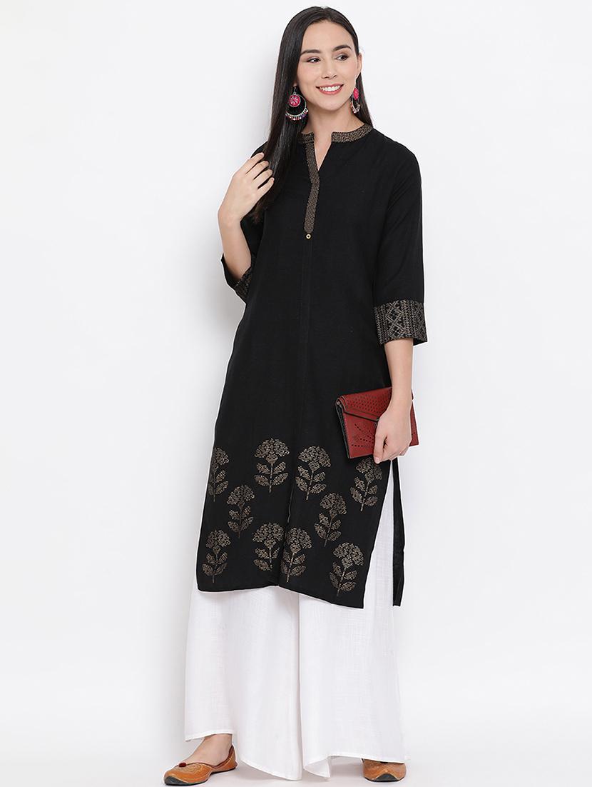 foil print straight kurta - 17295895 - Zoom Image - 4