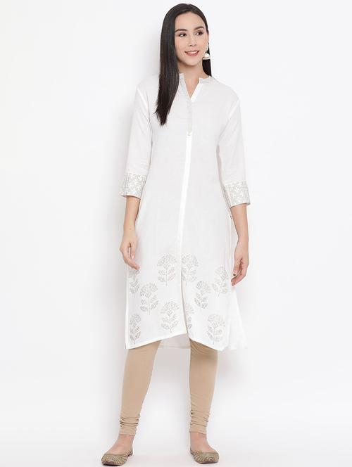foil print straight kurta - 17295897 - Standard Image - 1