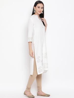 foil print straight kurta - 17295897 - Standard Image - 2