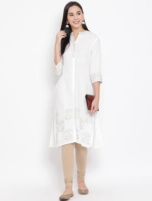 foil print straight kurta - 17295897 - Standard Image - 4