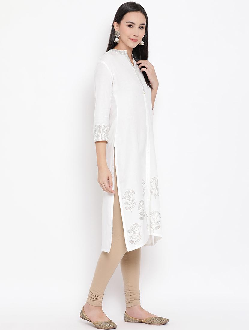 foil print straight kurta - 17295897 - Zoom Image - 2