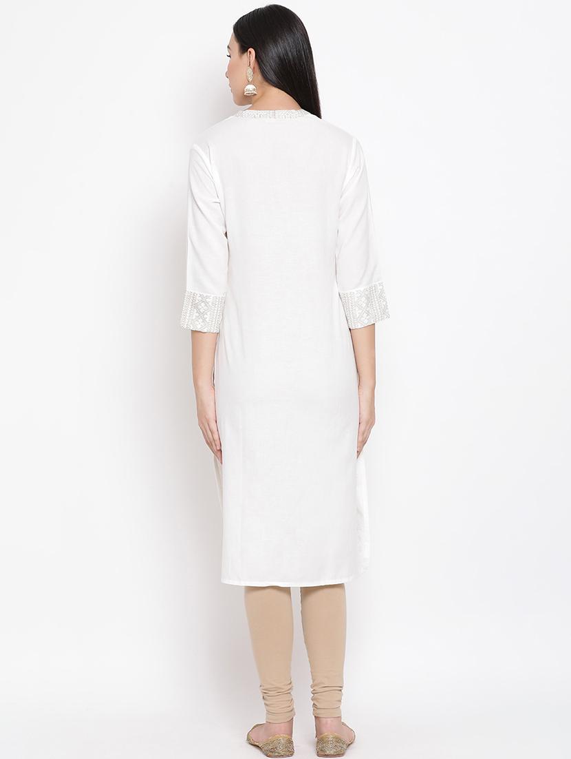 foil print straight kurta - 17295897 - Zoom Image - 3