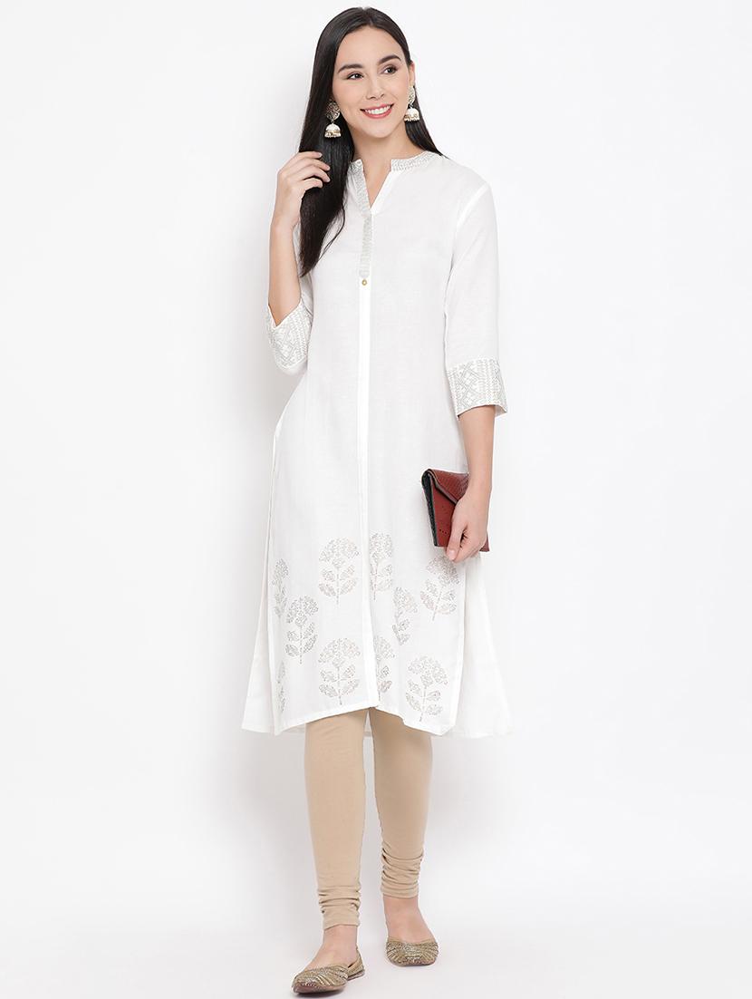 foil print straight kurta - 17295897 - Zoom Image - 4