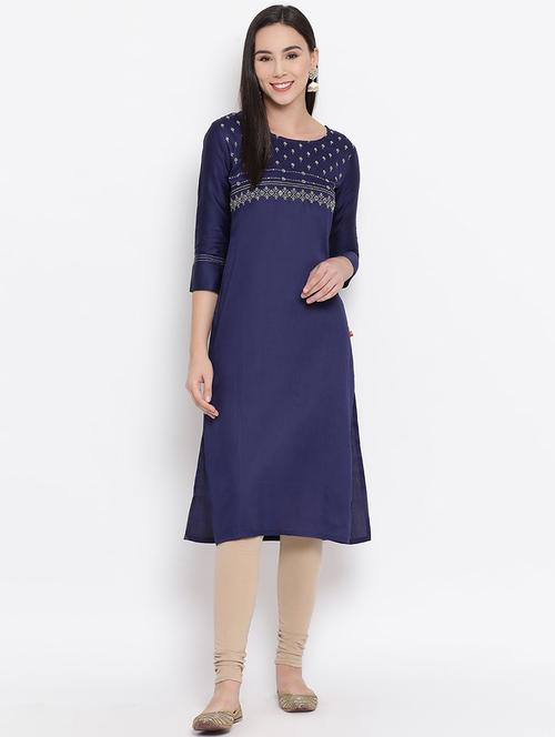 yoke embroidered straight kurta - 17295901 - Standard Image - 1