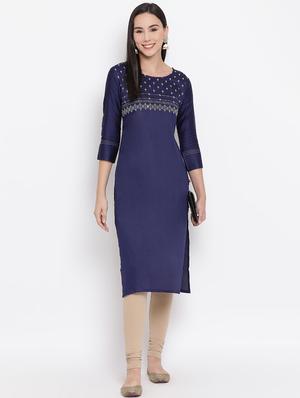 yoke embroidered straight kurta - 17295901 - Standard Image - 4