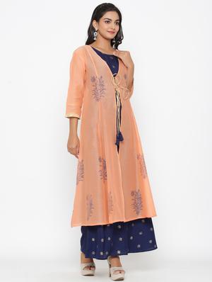 floral print layered ethnic dress - 17295955 - Standard Image - 2